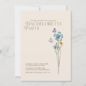 Simple Blue Wildblume Butterfells Bachelorette Einladung (Vorderseite)