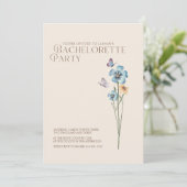Simple Blue Wildblume Butterfells Bachelorette Einladung (Stehend Vorderseite)