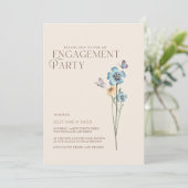 Simple Blue Wildblume Wedding Party Einladung (Stehend Vorderseite)