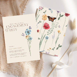 Simple Blue Wildblume Wedding Party Einladung