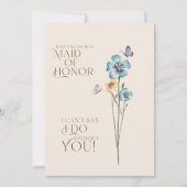 Simple Blue Wildblume Wedding Trauzeugin Einladung (Vorderseite)