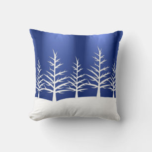 Simple Blue Winter Christmas Trees Kissen