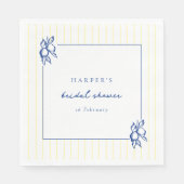 Simple Blue & Yellow Doodle Lemons Bridal Shower Serviette (Vorderseite)