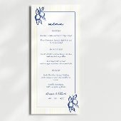 Simple Blue & Yellow Doodle Lemons Wedding Menükarte