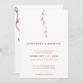 Simple Blume Leaf 2023 Wedding Trend Einladung (Vorne/Hinten)