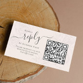 Simple Blush Calligraphy Reply QR Code Online Begleitkarte