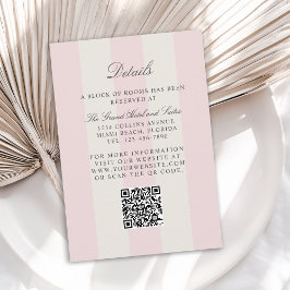 Simple Blush Pink Cabana Stripes Wedding Details Begleitkarte
