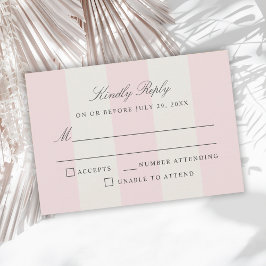 Simple Blush Pink Cabana Stripes Wedding RSVP Karte
