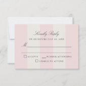 Simple Blush Pink Cabana Stripes Wedding RSVP Karte (Vorderseite)
