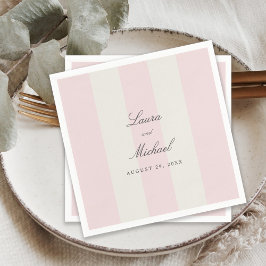 Simple Blush Pink Cabana Stripes Wedding Serviette