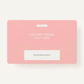 Simple Blush Pink Employee Photo ID Logo Barcode Ausweis (Rückseite)