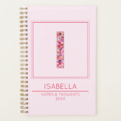 Simple Blush Pink Floral Monogram Letter I Planer (Vorderseite)