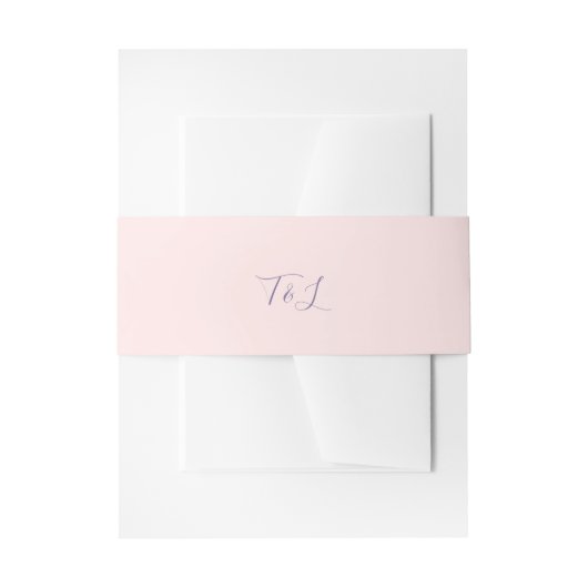 Simple Blush Pink | Lavender Initials Wedding Einladungsbanderole (Vorderseite Beispiel)