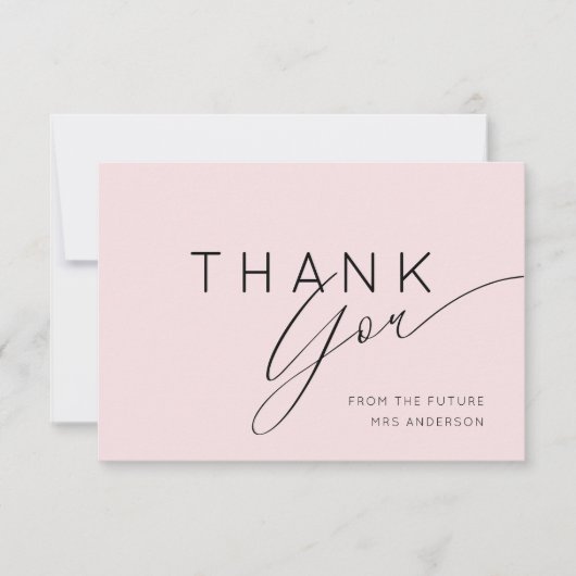 Simple Blush Pink Thank You Bridal Shower Dankeskarte (Vorderseite)