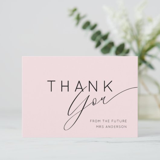 Simple Blush Pink Thank You Bridal Shower Dankeskarte (Stehend Vorderseite)