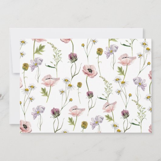 Simple Blush Pink Wild Flower Garden Wedding  Einladung (Rückseite)