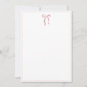 Simple Blush Rose Bow Thin Border No text Mitteilungskarte (Vorderseite)