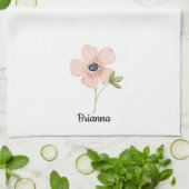 Simple Blush Watercolor Flower Name Geschirrtuch (Gefaltet)