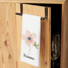 Simple Blush Watercolor Flower Name Geschirrtuch