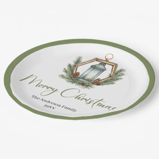 Simple Bohemian Christmas Lantern in Neutral Plate Pappteller (Schrägansicht)