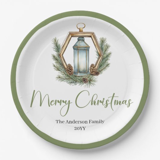 Simple Bohemian Christmas Lantern in Neutral Plate Pappteller (Vorderseite)