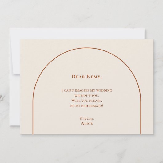 Simple Boho Arch Ivory Bridesmaid Vorschlag Card Einladung (Rückseite)