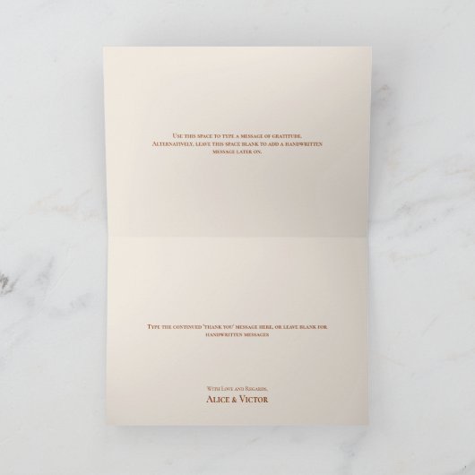 Simple Boho Arch Ivory Wedding Dankeschön Karte (Innenseite)