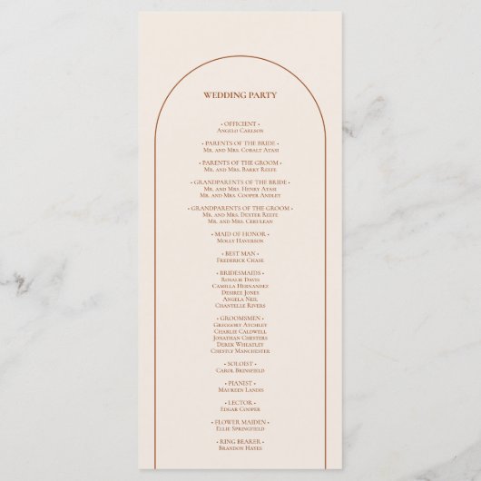 Simple Boho Arch Ivory Wedding Flat Programm (Rückseite)