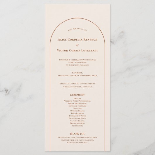 Simple Boho Arch Ivory Wedding Flat Programm (Vorderseite)