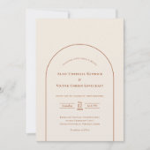 Simple Boho Arch Ivory Wedding Foto Einladung (Vorderseite)