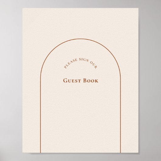 Simple Boho Arch Ivory Wedding Guest Book Sign Poster (Vorne)