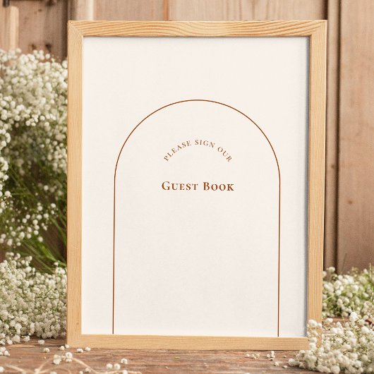 Simple Boho Arch Ivory Wedding Guest Book Sign Poster