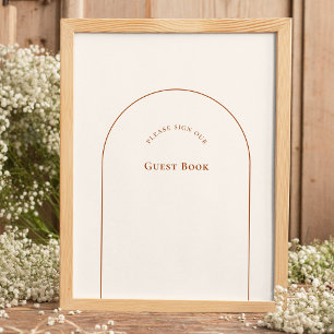 Simple Boho Arch Ivory Wedding Guest Book Sign Poster