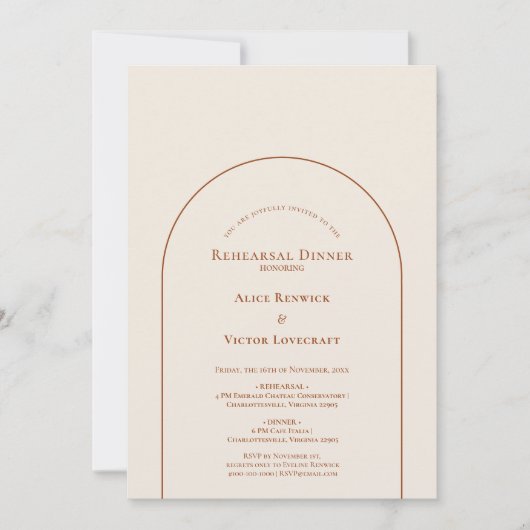 Simple Boho Arch Ivory Wedding Probe Einladung (Vorderseite)