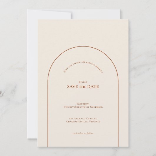 Simple Boho Arch Ivory Wedding Save The Date (Vorderseite)