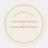 Simple Boho Arch Ivory Wedding Vielen Dank Runder Aufkleber (Vorderseite)