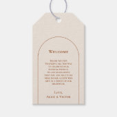 Simple Boho Arch Ivory Wedding Willkommen Geschenkanhänger (Vorderseite)