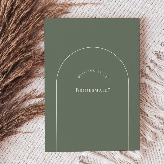 Simple Boho Arch Sage Bridesmaid Vorschlagskarte Einladung
