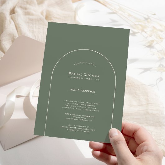 Simple Boho Arch Sage Green Brautparty Einladung