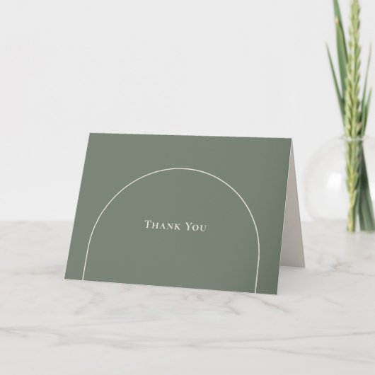 Simple Boho Arch Sage Green Wedding Dankeschön Kar Dankeskarte (Vorderseite)