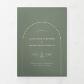 Simple Boho Arch Sage Green Wedding Dreifach Gefaltete Einladung (Cover)
