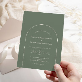 Simple Boho Arch Sage Green Wedding Einladung