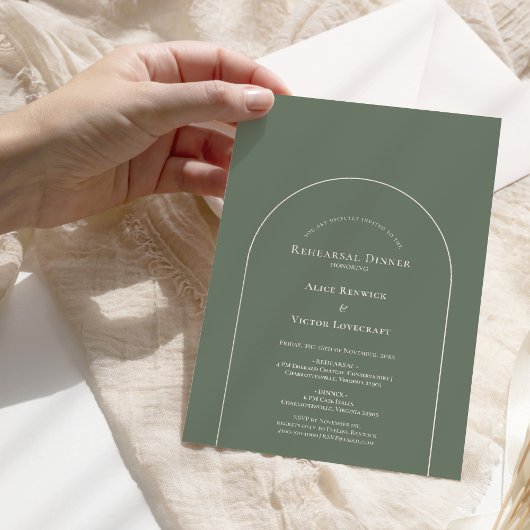 Simple Boho Arch Sage Green Wedding Probe Einladung