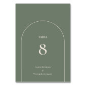 Simple Boho Arch Sage Green Wedding Tischnummer (Rückseite)