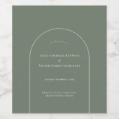 Simple Boho Arch Sage Green Wedding Weinetikett (Einzelnes Label)