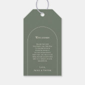 Simple Boho Arch Sage Green Wedding Willkommen Geschenkanhänger (Vorderseite)