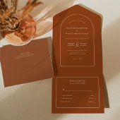 Simple Boho Arch Terracotta Wedding RSVP All In One Einladung