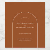 Simple Boho Arch Terracotta Wedding Weinetikett (Einzelnes Label)