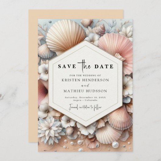 Simple Boho Beach Wedding Save The Date (Vorne/Hinten)