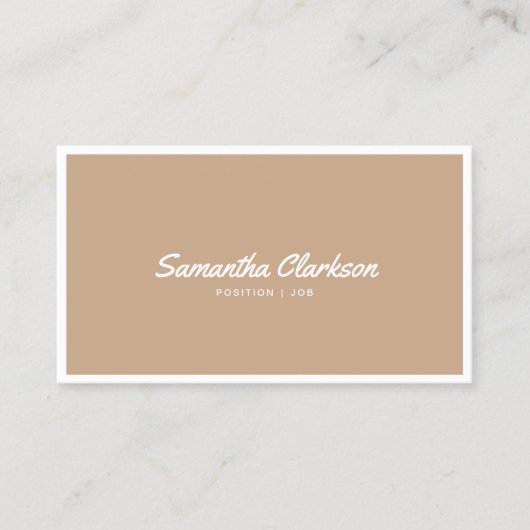 Simple Boho Beige Border Script Typografie QR-Code Visitenkarte (Vorderseite)